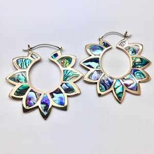 Sunflower Hoops - L/Brass w/Abalone