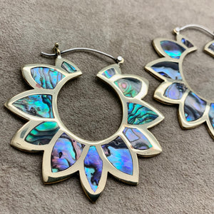 Sunflower Hoops - L/Brass w/Abalone