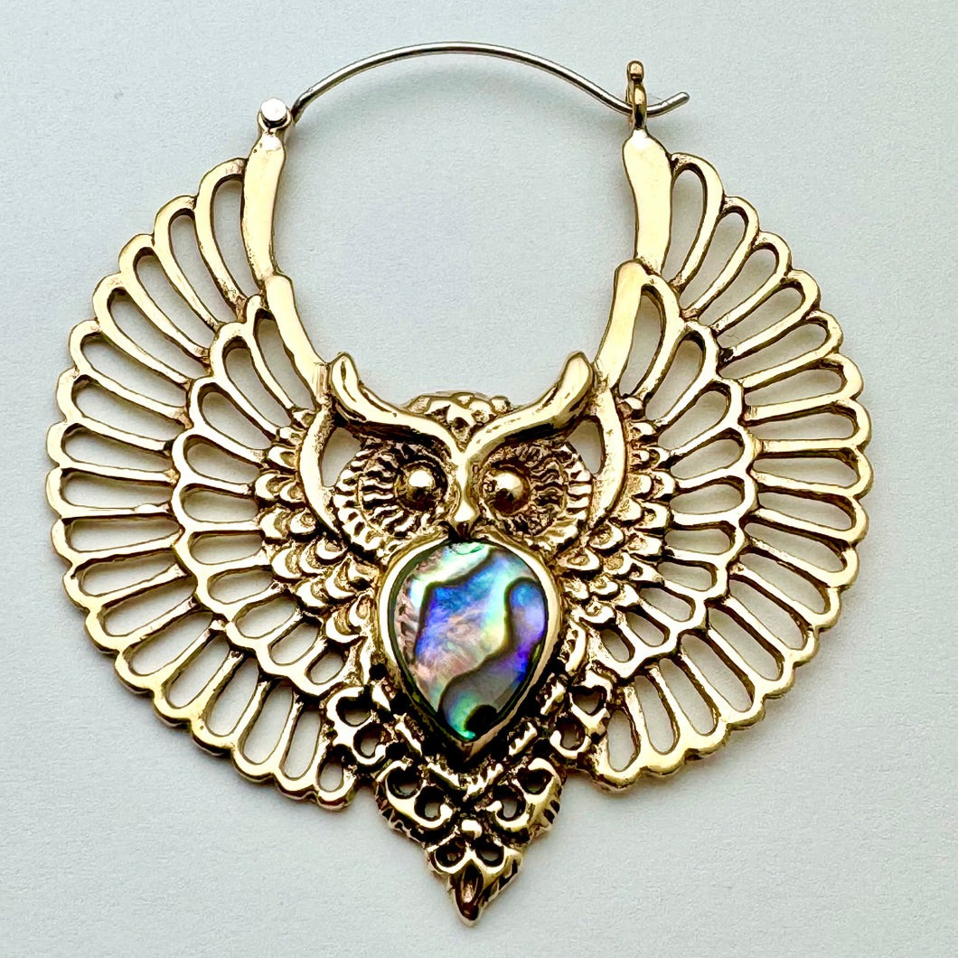 Abalone Owls - L/Brass