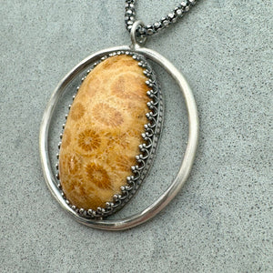 Kavi - Fossil Coral and Sterling Silver Necklace