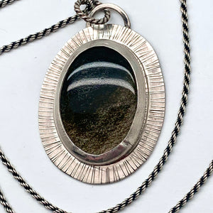 Halo - Golden Sheen Obsidian and Sterling Silver Necklace