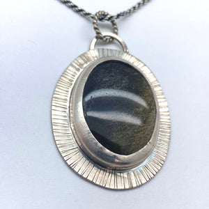 Halo - Golden Sheen Obsidian and Sterling Silver Necklace