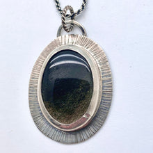 Load image into Gallery viewer, Halo - Golden Sheen Obsidian and Sterling Silver Necklace