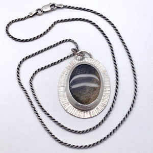 Halo - Golden Sheen Obsidian and Sterling Silver Necklace