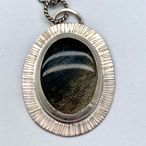 Halo - Golden Sheen Obsidian and Sterling Silver Necklace