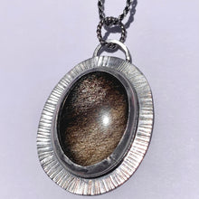 Load image into Gallery viewer, Halo - Golden Sheen Obsidian and Sterling Silver Necklace