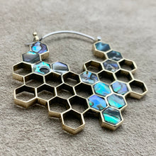Load image into Gallery viewer, Honeycomb Hoops- L/Brass