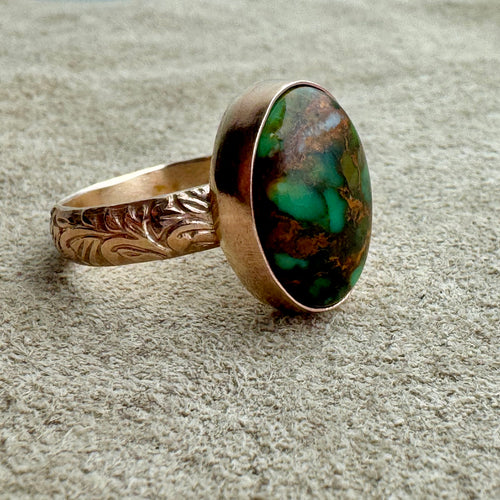 Drogo - Aussie Variscite Ring (Size 7.25) 24 Karat Gold-fill