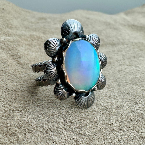 The Black Star - Opal Ring (Size 7)