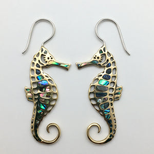Seahorses - L/Brass & Abalone