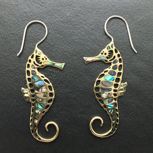 Seahorses - L/Brass & Abalone