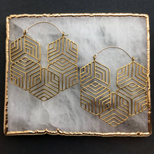 Load image into Gallery viewer, Hexagon Hoops - L/Brass