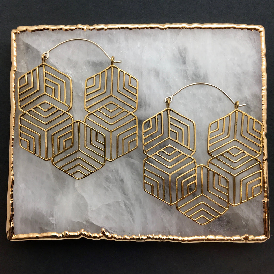 Hexagon Hoops - L/Brass