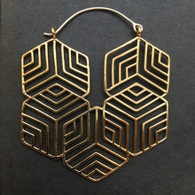 Load image into Gallery viewer, Hexagon Hoops - L/Brass