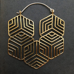 Hexagon Hoops - L/Brass