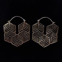 Load image into Gallery viewer, Hexagon Hoops - L/Brass