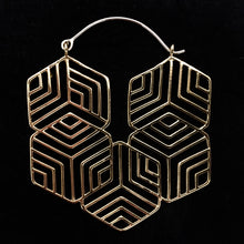 Load image into Gallery viewer, Hexagon Hoops - L/Brass