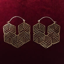 Load image into Gallery viewer, Hexagon Hoops - L/Brass