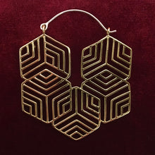 Load image into Gallery viewer, Hexagon Hoops - L/Brass