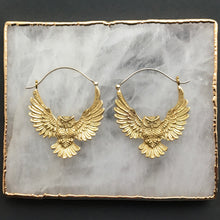 Load image into Gallery viewer, Golden Owl Hoops - L/Brass