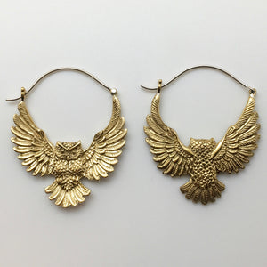 Golden Owl Hoops - L/Brass