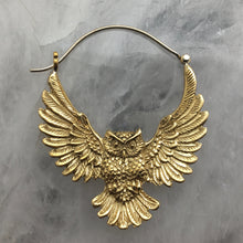 Load image into Gallery viewer, Golden Owl Hoops - L/Brass